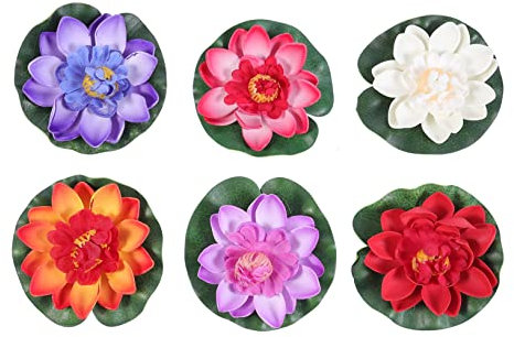 Yardwe 18stücke Künstliche Lotusblumen Deko Simulierte Wasserlilien Für Fischteich Und Pool Vivid Lotus Ornament Mischfarben Für Garten Und Aquarien