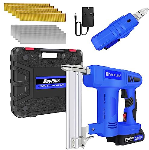 Cordless Electric Brad Nailer, 2-in-1 Battery Powered Nail Gun/Staple Gun for Upholstery, Carpentry and Woodworking Projects, Including 1.5Ah Li-ion Battery and Charger