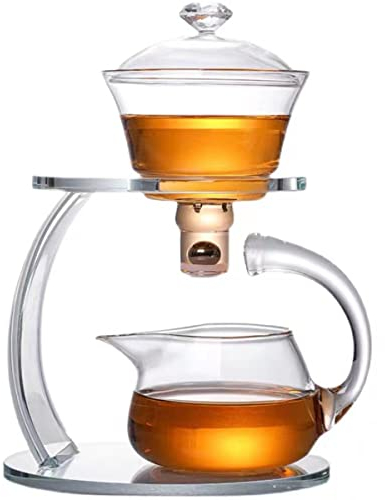 MOZEO Set di teiera in vetro semi automatica rotante con infusore Lazy Kungfu Teiera Set resistente al calore (teiera singola)