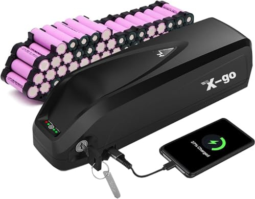 X-go E-Bike Akku 36V 15Ah, Ebike Akku für Fahrrad Motor, Hailong 3 Lithium Ionen Akku Ladegerät USB Ansch (36V 15AH 4Pin Hailong 3)