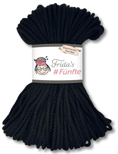 Frida's Wollhaus Frida's 250 g #Fünfte Baumwoll-Kordel Ø 5 mm Häkeln Stricken Makramee 30 Farben (750 | Schwarz)