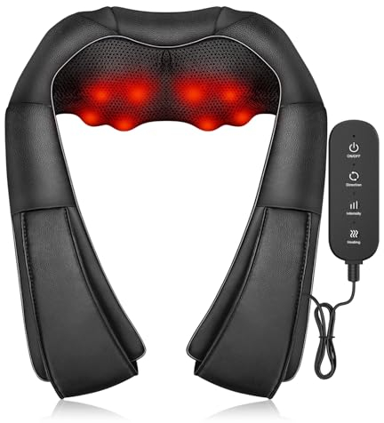 Nackenmassagegerät, Upgrade iKristin Rückenmassagegerät mit Fernbedienung, Tiefengewebs-3D-Kneten mit Wärme, Shiatsu-Massagegerät für Nacken, Schulter, Fuß und Bein, zu Hause und im Auto.