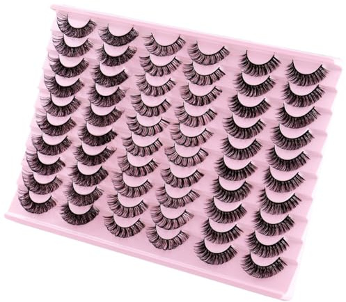 JAWSEU 30 pares de pestañas postizas, pestañas postizas 3D Curl Natural Cluster Volumen Pestañas Set de pestañas postizas rizadas extensiones de pestañas artificiales reutilizables y esponjosas
