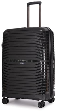 Stratic Bright+ Hartschalen-Koffer Trolley Koffer groß Reisekoffer, wasserabweisend, 4 Rollen, erweiterbar, TSA-Schloss (Größe L, Black)