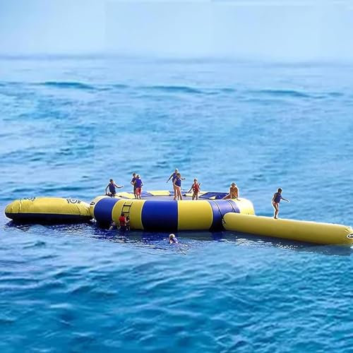 Inflatable Water Trampoline, Inflatable Water Trampoline with Slide And Jumping Bag, Water Floating Play Platform, Floating Trampoline Suitable for Lakes, Swimming Pools And Calm Sea Areas,10FT