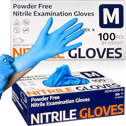 PROMART Disposable Nitrile Gloves, Food Grade - 100 Count - Blue, Latex-Free, Powder-Free - Multipurpose Hand Protection (200, MEDIUM)
