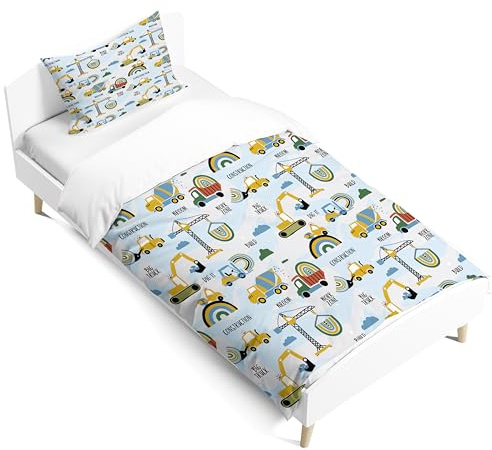 PORJDN Traktor Kinder Bettwäsche-Set, Kopfkissenbezug 40x60cm, Bettbezug 90x190cm,Wolken im Cartoon-Stil Bettwäsche Mit leichtläufigem Reißverschluss. (Style E, 90x190cm)