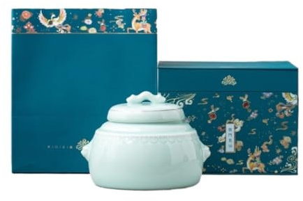 Chinese Retro Ceramic Tea Caddy Large Sealed Jar for Loose Tea Storage Kitchen Tea Set Gift Box Single Jar Storage (B)