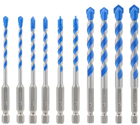 BRSCHNITT Beton Bohrer Fliesenbohrer - Steinbohrer Bohrer Set mit Sechskantschaft Universalbohrer für Beton, Weiche Fliesen Ø 4mm*2/5mm*2/6mm*2/8mm*2/10mm*2