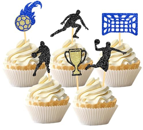 24 Stück Glitzer Handball Cupcake Topper, Handball Tortendeko | Handball Geburtstag Deko, Handball Fan Party, Kinder Party Dekoration, Handball Geschenke Junge