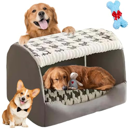 Cozy Dog House Bed Gemütliches Hundehaus Cozy House Dog Bed hundehöhle Indoor höhle Hund Hunde höhlenbett hundehaus für drinnen (grau,M)
