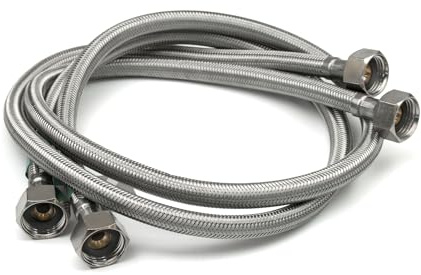 Pair of 1/2 x 1/2 (Female to Female) BSP (900mm) Kitchen Basin Monobloc Mixer Tap Connector Flexible Hose Pipes Tail