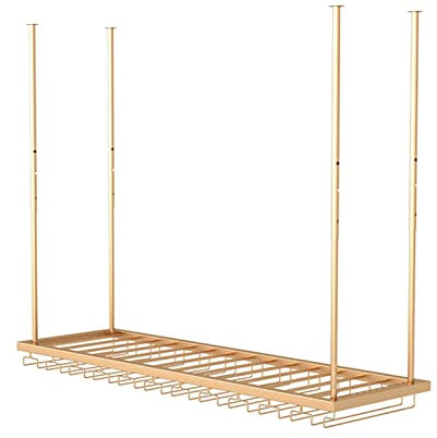 Soporte para copas de vino para colgar en el techo con altura ajustable, estante decorativo de hierro para botellero, estante para copas de copas, estantes de pared vintage retro para decoración del