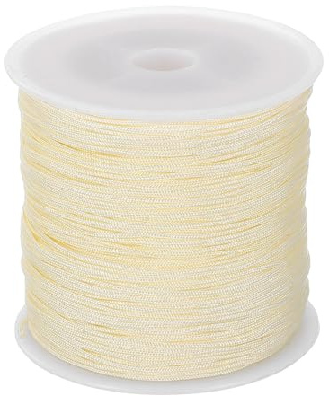 sourcing map Nylon String for Bracelets, 0.8mm 109 Yards Nylon Cord Satin String Beading Elastic String for Window Curtain Blind Bracelets Sewing Necklace Crafts, Beige