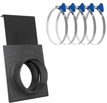 POWERTEC 70473 4 Inch Blast Gate for Collector w/4 Key Hose Clamps Set, Dust Collection Fitting w/Thumb Screw Hose Clamps, Dryer Vent Hose