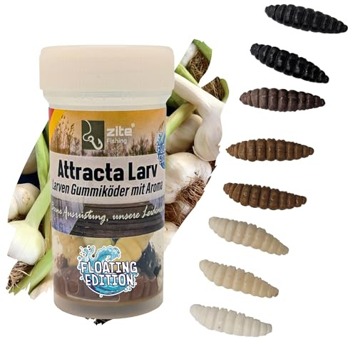 Zite Fishing Attracta Larv Floating | 8 Stück Aromatisierte Gummiköder | Forellen-Angeln | Künstliche Larven Rotationsköder Auftreibende Wirkung | Phthalatfrei & Nachhaltig
