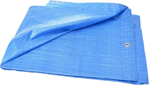 Aqbau Telone in tessuto impermeabile 5x8 m, blu, 75 g/m², con occhielli, protezione UV, multiuso, per costruzione, giardino, agricoltura, sport, campeggio