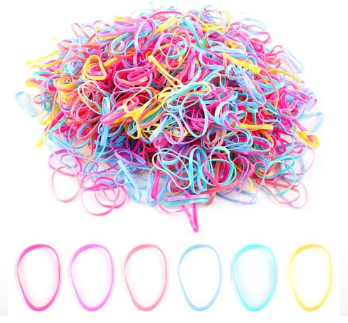 Kleine Bunte Gummibänder für Haarbänder Gummibänder Mini Kleinkind Zöpfe Pferdeschwanz Halter für Mädchen Kinder dicke Haare Gummibänder keine Beschädigung Handwerk Büro 2000pcs -2,2cm