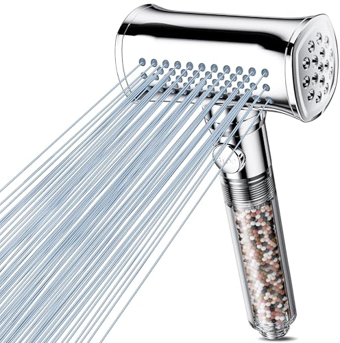 Magichome Alcachofa de ducha con 8 Filtro, cabezal de ducha de alta presión 4 tipos de chorro y la función de pausa cabezal de ducha de ahorro de agua ducha de mano para el agua dura
