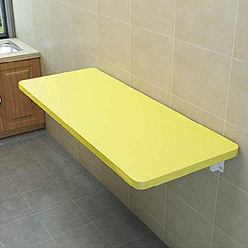 Kiaoeiuyti An der Wand montierter Klapptisch, Kinderschreibtisch, Küche, Esstisch, Wohnzimmer, Ecklagerregal, Gelb, 50 x 30/20 x 12 Zoll Interesting Life