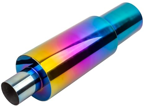 Krtopo Auto Schalldämpfer Universal 63MM (2,5 Zoll) Edelstahl Endschalldämpfer mit Endrohr - Sportauspuff Abgasschlauch Zubehör für Auspuffanlagen Länge SUV LKW 18,9(480MM)