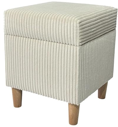 Leo4dog Sitzhocker mit Stauraum aus Cord Fußbank Polsterhocker N 35x35x42 (Beige)