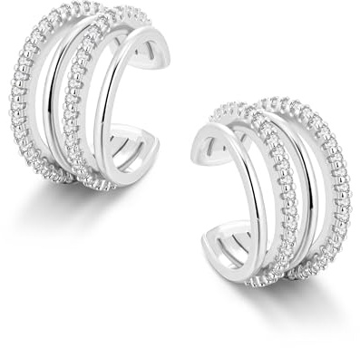 ALEXCRAFT Ear Cuff Orecchini Donna Fake Piercing Orecchini Clip Senza Buco Finti Cartilagine Huggie Ciliegia Earcuffs Donna Ear Cuff Argento