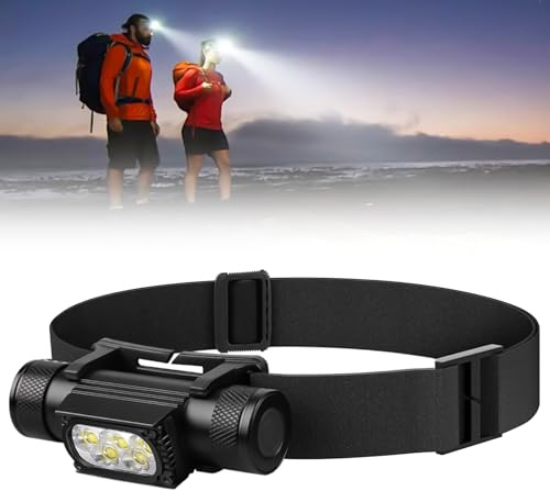 LED Stirnlampe Wiederaufladbar mit Rotlicht, 1500 Lumen Kopflampe mit 10 Modi, USB-C, Superheller Stirnlampen IP68 Wasserdicht, Superhelle Helmlampe für Joggen, Angeln, Camping, Wandern, Notfälle