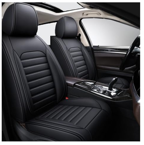 DINGQINGYUN Full Set Auto Sitzbezüge Für Ford Ranger Wildtrak (2016-2024), AutositzbezüGe Set Leder, 2-Sitze Universal-SitzbezüGe Auto Komplettset(A(Black))