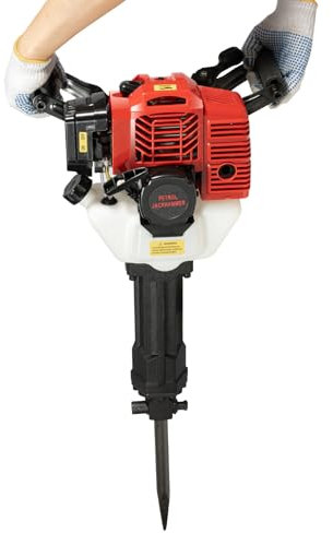 1900W Gas Powered Demolition Jack Hammer, 52cc Rock Breaker with Point & Flat Chisel, Concrete Demolition Tool for Professional Construction​