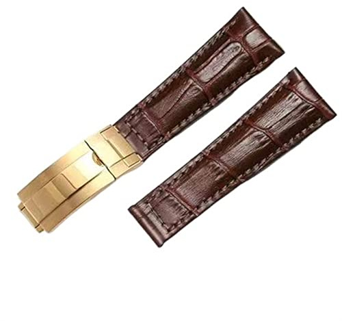 KXQYIKYI Echtes Lederband für Rolex Wasser Ghost Daytona Yacht Logype Grüne Lederarmband 20mm Schmetterling Schnallen Sie Watch Band