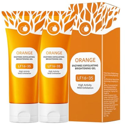 Gel exfoliante de naranja, gel exfoliante para mujer,nutre e hidrata,color naranja brillante, reduce las arrugas y elimina las manchas oscuras (2PCS, One Size)