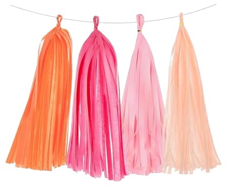 100 Stück Seidenpapier Quaste Girlande, 4 Farben Papier Quasten Banner, Bunte Tassel Girlande, Dekorationen für Geburtstag, Hochzeit, Verlobung und Party