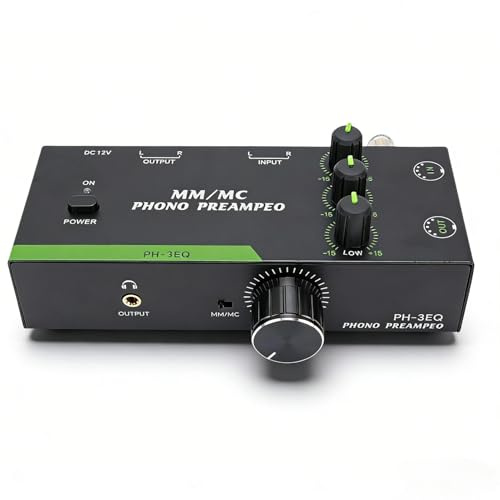 MENDUNER Phono-Vorverstärker für Plattenspieler, 5-poliger XLR-Input und Output, 3-stufiger Einstellbarer Gewinn, Bass-und Höhen Steuerung, Phon (EU-Stecker 100-240V)