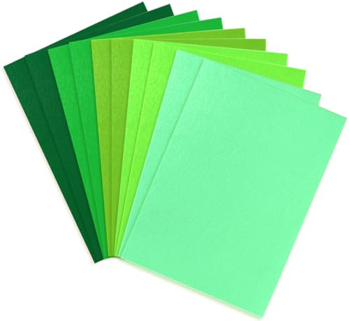 10 Stück Bastelfilz Grüne Serie, Filzstoff A4 20x30cm, 1 mm dick Filz Blätter zum Basteln, Große Vliesstoff Stoff Filzplatten, Polyester Felt Fabric für DIY Handwerk, Nähen, Bastelprojekte, Deko