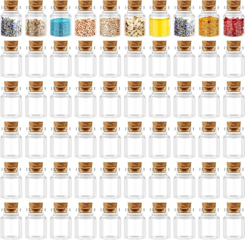 Kinmsito 50 Stück Mini Glasflaschen Mit Korken, Kleine Glasflaschen, 5 ml | Kleine Gewürzgläser, Kleine Glasflaschen Zum Selberbasteln, Fläschchen for Zaubertränke, Hochzeit, Geburtstag, Dekoration