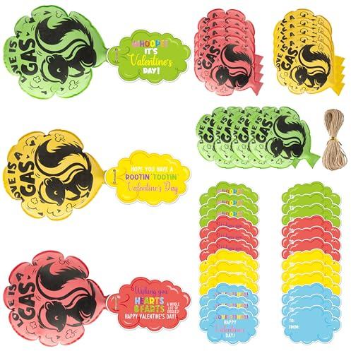 CPicdn 12 Pack Valentine's Day Whoopee Cushions Card Set, Funny Skunk Whoopee Cushion with Card, Valentine's Day Fart Prank Kit, Novelty Trick Joke Adults Office Home Gift
