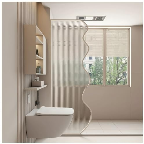 Parete Doccia Scanalata Per Bagno Turco, Divisorio Per Bagno Doccia, Porta A Pannello Singolo Per Soggiorno, Ufficio Domestico, Vetro Facile Da Pulire(White-B,40X160 CM)