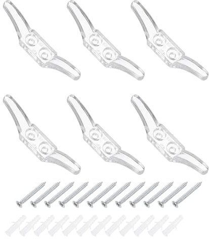 QUARKZMAN 6 Piezas De Grapas para Cuerda De Persianas De 65x12mm, Soporte De Plástico para Cuerda De Seguridad De Persianas, Ganchos para Cuerda De Ventana, Transparente