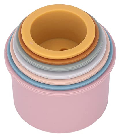 DGLDCSHUAI 7 Stück Stapelbecher Tier Silikon farbig Kinder Stapelbecher Spielzeug Baby planschen Badespielzeug