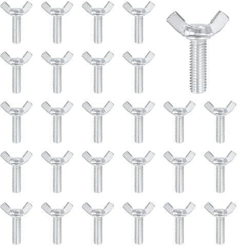 QUARKZMAN 40 Stück Kohlenstoffstahl Flügelschrauben M8 x 25mm, Vollgewindestange mit Flügelmutter, Verzinkte Handschrauben Set für Industrie Haushalt Mechanische Teile Elektronische Geräte