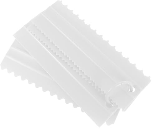 KALLORY 4pcs White Cream Scraping Boards and Serrated Cake Spatulas Set, Practical Cake Scrapers with Double-sided Teeth for Baking and Decorating