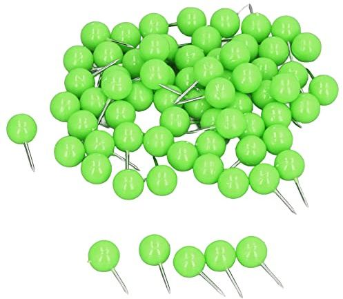 POENVFPO 100 Stück Dekorative Stecknadeln aus Stahl und Kunststoff, Kartennadeln für Korktafeln, Markierungspunkte, Reiserouten, 9,5 X 20 Mm (Green)