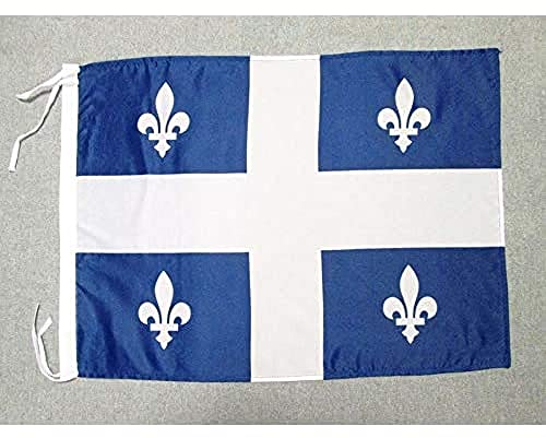 AZ FLAG - Drapeau Québec - 45x30 cm - Pavillon Québécois - Canada 100% Polyester Avec Deux Cordelettes - 20g