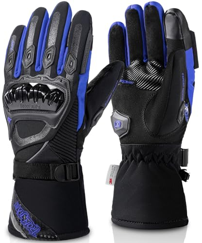 IRON JIA'S Guantes de Invierno de la Motocicleta, a Prueba de Agua a Prueba de Viento Ligero y cálido Guantes de Pantalla táctil. Moto, Senderismo. Hombres y Mujeres
