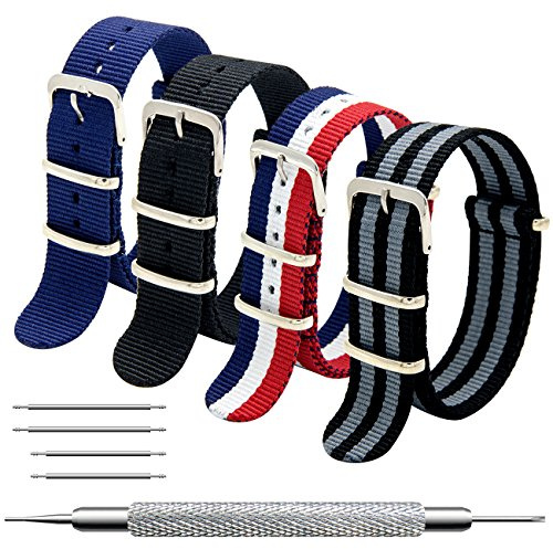 MEGALITH Uhrenarmband Packung mit 4/8 Nylon Strap 16mm 18mm 20mm 22mm 24mm Ballistic Nylon Uhr Armband Zulu Uhrband für Herren Damen