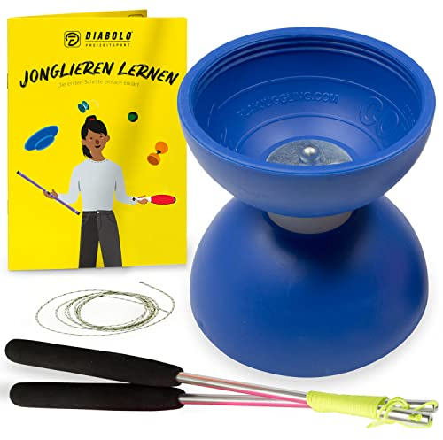 Diabolo-Set für Kinder Anfänger mit Comet Diabolo und Henrys Ersatzschnur I Einsteiger-Set - Made in Italy (blau)