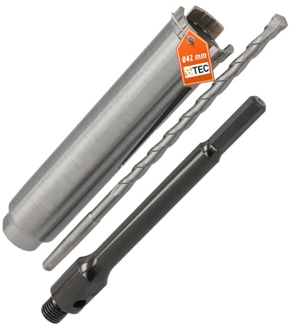 Diamant Bohrkrone Sechskant lang (200mm) Aufnahme und Zentrierbohrer Nutzlänge 180 mm Ø 42 mm Betonbohrkrone Kernbohrer
