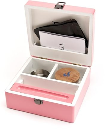 LITT Original Stash Box: Premium Wooden Storage Rolling Box with Airtight Smell-Proof Container, Bags Tray, and More – The Ultimate Lockable Storage Box for Organising Your Stash in Style | Pink