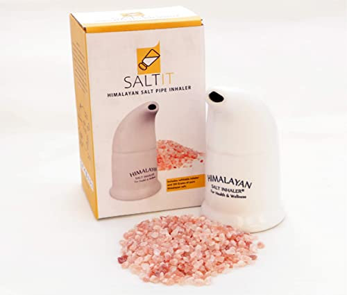 SALTIT Original Himalayan Salt Pipe with Natural Himalayan Pink Salt Crystals, Standard Size, Compact Design, Refillable, Additive Free